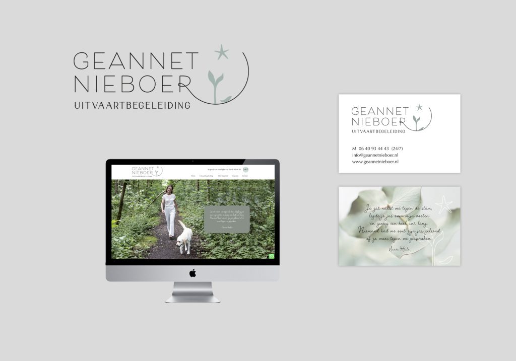 Logo, visitekaart en website voor Geannet Nieboer Uitvaartbeleiding